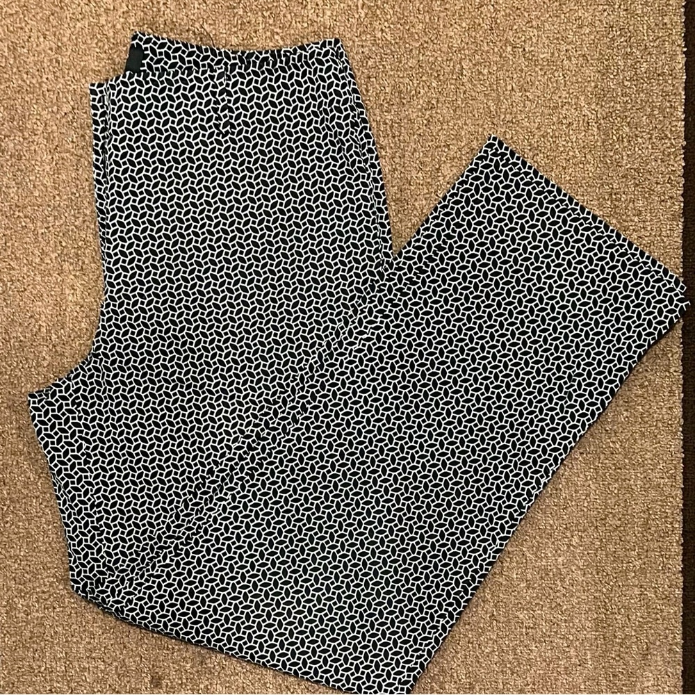 TALBOTS Black White Printed Straight Ankle Pants Women’s 8